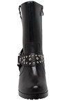 WB8546 Ladies Ride Tecs Leather Boots with Metal Studs and Ankle Strap Front View