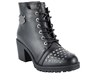 WB7002 Ladies Milwaukee Riders Vegan Leather Slip-On Lace-Up Boots with Studs on Toe Panel Left View