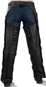 ladies low cut leather chaps with side lacing