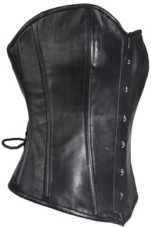 COR-SK1005 Leather Corset with Metal Busks and Adjustable Back Laces