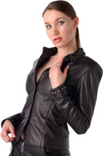 Penny Designer Studded Braided Leather Shirt