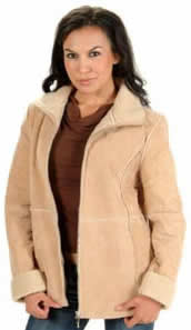 215 Ladies Tan Suede Coat comes with Shearling Fur Lining use as a suede leather coat or Jacket