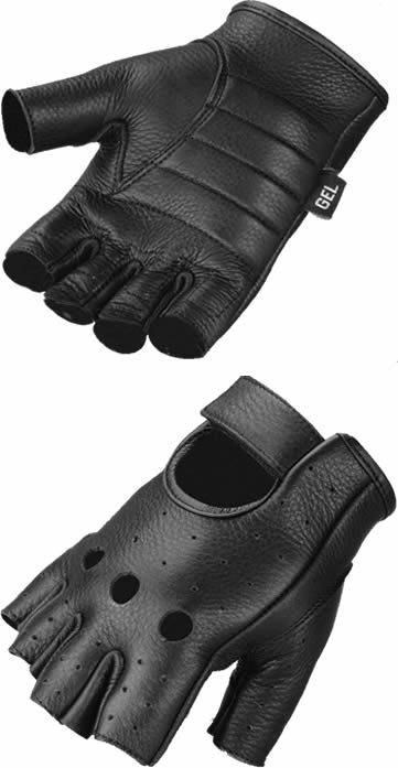glove-850 deerskin fingerless glove with gel padding