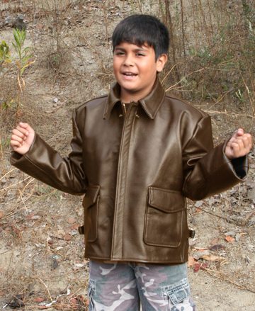 Kids Indy Bomber Leather Jacket