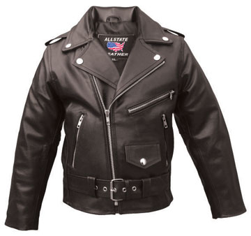 K1FM Kids Basic Biker Leather Jacket with Crossover Collar