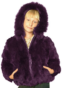 KB9010JB Purple Rabbit Fur Leather Coat with Hood
