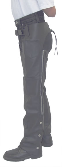 KCH1025 Kids Leather Biker Chaps with pocket and laces