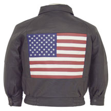 Kids USA Flag go on Back Leather Bomber Waist Jacket