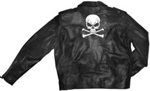 Kids Leather Motorcycle with Embroided Skull on Back