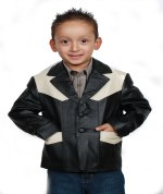 Kids 2 Tone Leather Blazer in Black and Bone Lamb