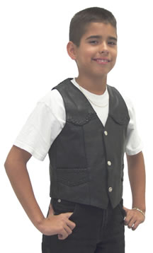 KV1018 KIDS LEATHER BIKER VEST SALES $22.95