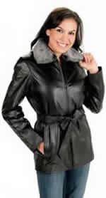 NZ323 Ladies Leather Belted Jacket