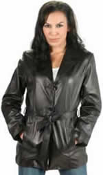 NZ521 Ladies Lambskin Belted Jacket