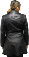 71 Ladies Lambskin Leather Wrap Coat with Half Belt Made in the USA Back View