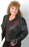 JANICE LADIES RED ROSE  LEATHER JACKET