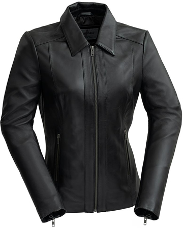 LB1091 Ladies Lambskin Short Zipper Jacket with Shirt Collar Large View