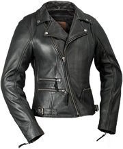 LC160 Ladies Classic Motorcycle Leather Jacket with Crossover Collar