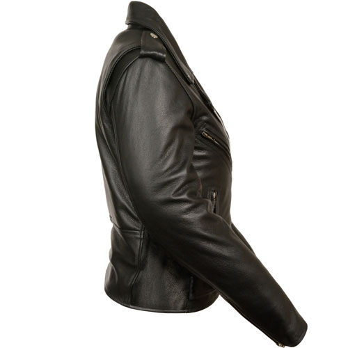 LC2701 Motorcycle Premium Leather Biker Jacket with Zipout Liner Side View