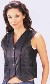 LAIDES LEATHER BRAIDED VEST WITH LACES