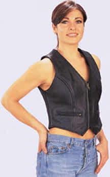 LADIES LEATHER BIKER ROSE VEST SALE $49.95