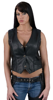 Ladies Braided Naked Heavy Leather Vest