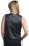 LV2659 Ladies Leather Vest with Princess Cut Design and Side Laces Back View