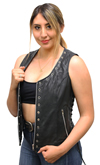 LV2682 Ladies Leather Vest with Metal Eyelets and Ajustable Side Laces Open View
