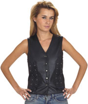 lv415 Ladies Soft Smooth Leather Vest with front Laces