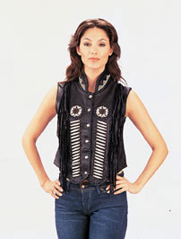 LADIES LEATHER BIKER ROSE VEST SALE $49.95