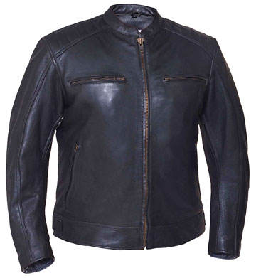 C576 Mens Leather Sporty Jacket with Chest Zipper Pockets and Vents