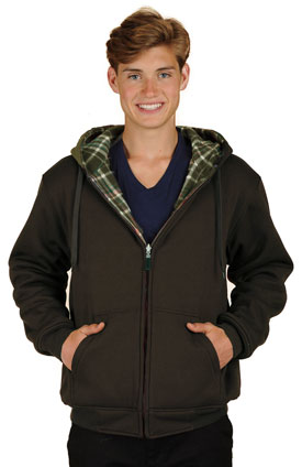 Mens Brown ZIP UP POLY FLEECE HOODIE