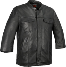 B419 Lambskin Club Shirt with Zipper and Short Wide Sleeves