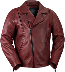 C269 Blood Red Leather Classic Motorcycle Jacket with Vents