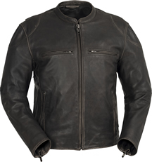 C278 Vintage Brown Leather Short Collar Motorcycle Jacket with Vents