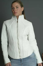 FO511 Ladies Short White Leather Pattern Jacket