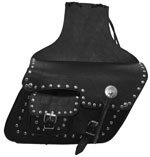 DIAGONAL LEATHER SADDLE BAG WITH STUDS & CONCHO & SMALL ACCESSORY POCKET