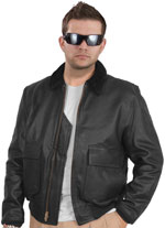 G1 Police Leather Bomber with Knit Cuffs & Waist