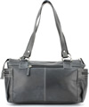 Click Here for the Purse - 9023 Leather Top Zipprer Double Strap Shoulder Bag Black Back View
