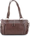 Click Here for the Purse - 9023 Leather Top Zipprer Double Strap Shoulder Bag Chestnut Front View