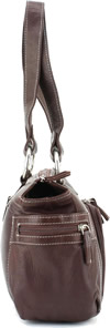 Click Here for the Purse - 9023 Leather Top Zipprer Double Strap Shoulder Bag Chestnut Side View