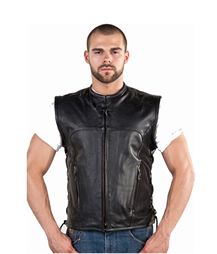 MENS LEATHER VEST--Kosac Collar and Side Laces