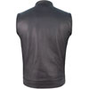 V320Z Mens Leather Club Vest with Snaps and Hidden Zipper Back View