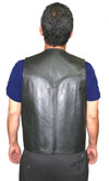 MV3-Plain Mens Traditional Western Style Leather Vest with Snaps Made in the USA Back View