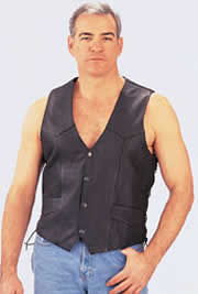 V101 BLACK LEATHER BIKER VEST SALE $45
