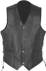V1310 Mens Leather Vest With Side Lacing