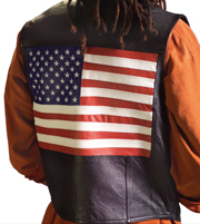 V22386 Mens Leather Flag Vest