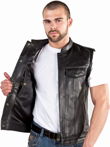 V320 Mens Club Vest with Short Collar Black Liner