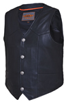 V330BF Mens Premium Leather Motorcycle Vest with Buffalo Coin Snaps Profile View