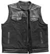 V4951CV-Collar Mens Canvas Motorcycle Club Zipper Vest with Collar Zipper View