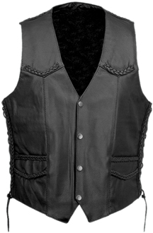 MENS LEATHER BRAIDED VEST WITH LACES